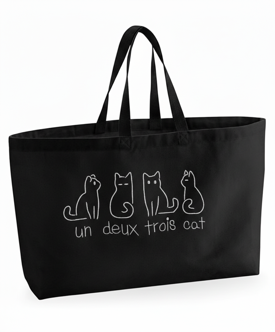 Oversized cats quartet embroidered tote day bag | Made2fit