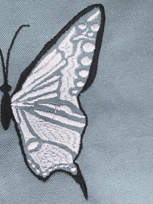 Long Handle Embroidered Butterfly tote bag image 1