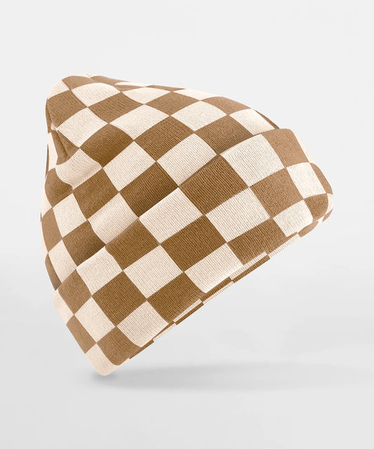 Brown Checkerboard Beanie