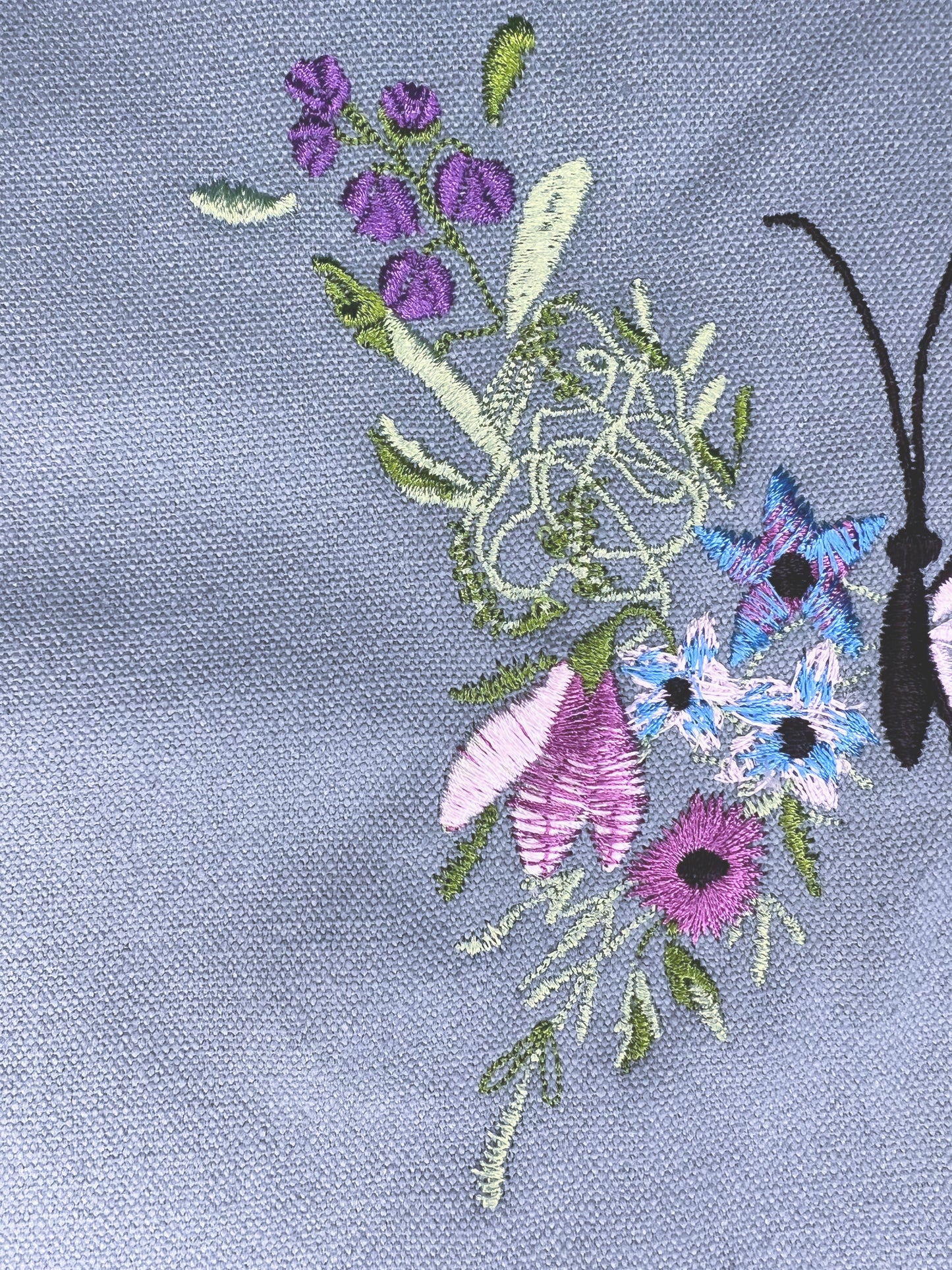Long Handle Embroidered Butterfly tote bag image 2